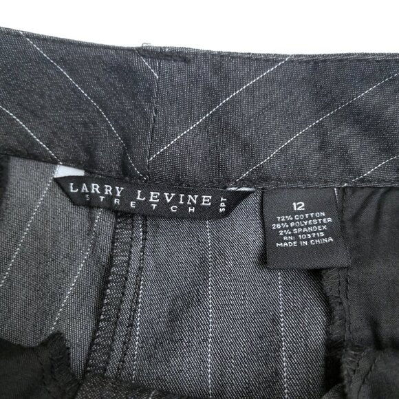 Larry Levine Stretch Capri Pants Size 12 Black Pinstripe Academia Office Career - Picture 3 of 11